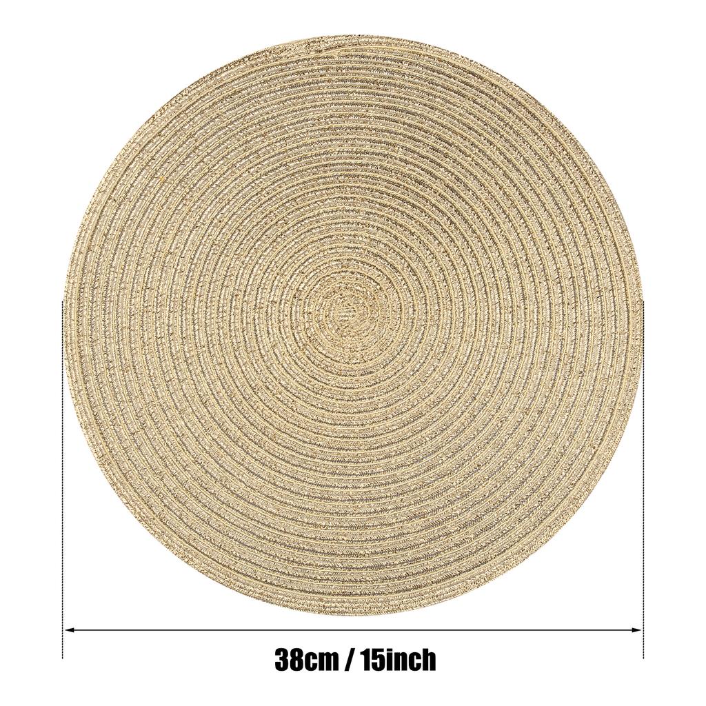 Set of 6 36cm/38cm Ramie Round Table Mat Braided Placemats Washable Non-Slip Kitchen Dining Tableware Bowl Pads Cup Coasters