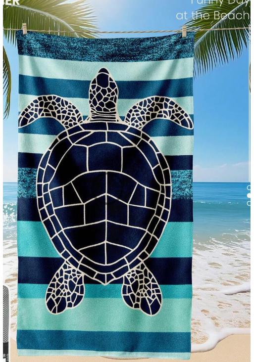 Summer Boho Style Turtle Adorned with Intricate Patterns Vibrant Art Style Beach Towel for Swimming Pool Vacation Large Towel