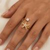 Exquisite Fish Tail Starfish Shell Finger Ring Jewelry Ocean Style Ring Cubic Zirconia Ring  Summer