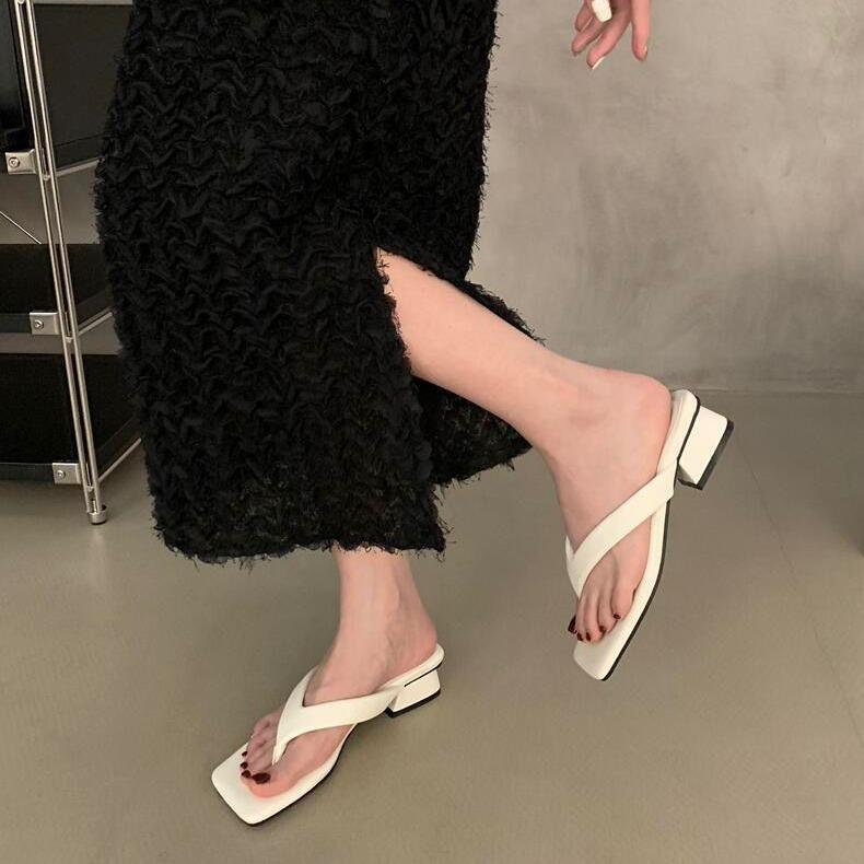 

Серебристые шлепанцы на толстом среднем каблуке женские новые летние с открытым носком повседневные крутые тапочки сандалии 40-41 Suitable for 39-40 feet