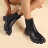 Fashion 2024 Boots Women Chelsea Black Mid Ankle Flat Platform Lady Shoes Female All Match Classic Concise Fashion Round Toe Shoes