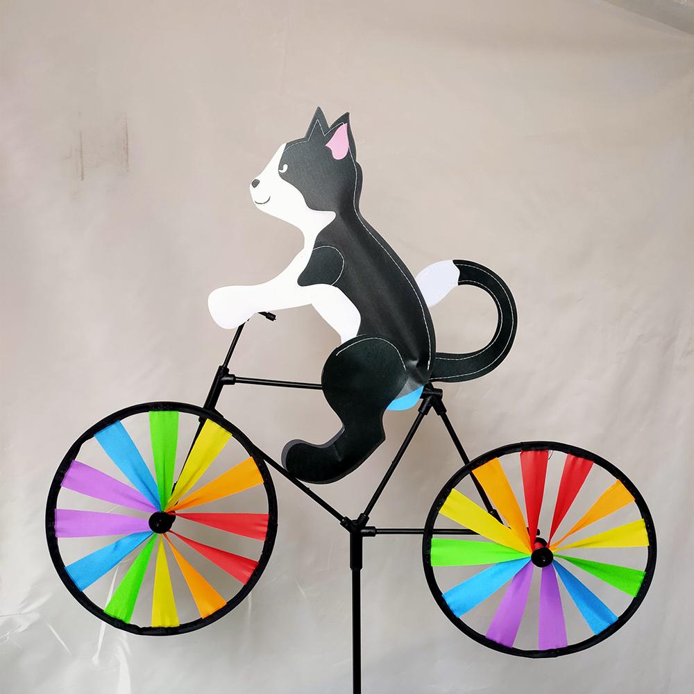 Animal Riding Three-dimensional Cartoon Modelling Windmill Creative Bicycle Wind Spinners Standing Pole Garden Yard Decoration