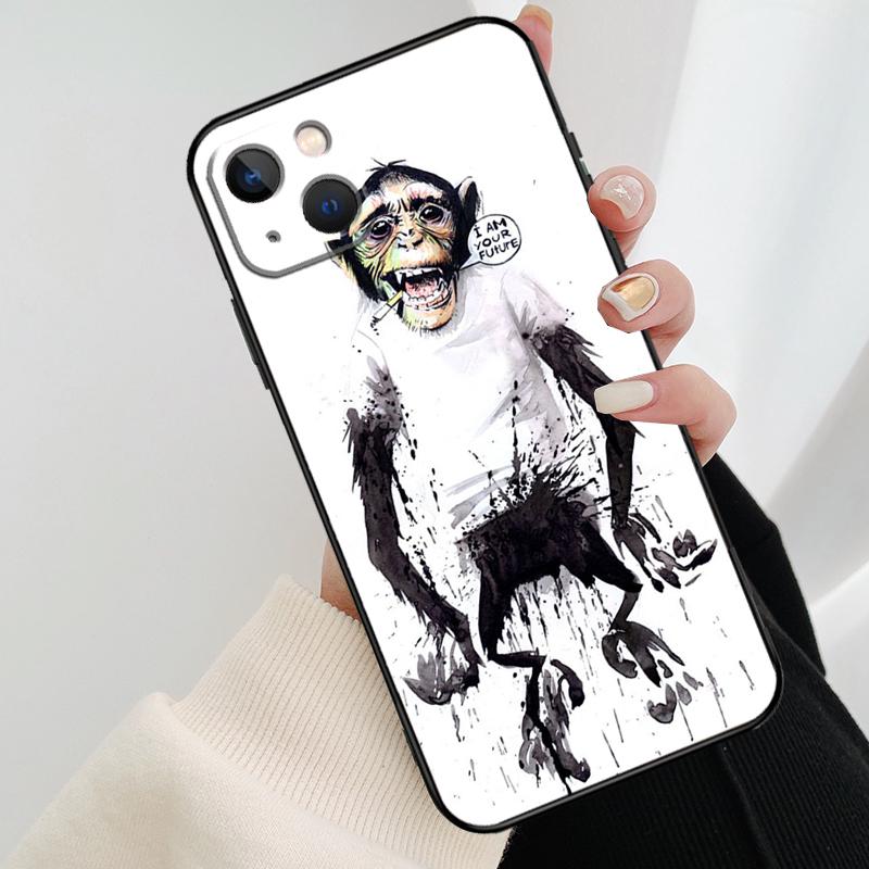 Cartoon Monkey Phone Case For iPhone 17 Pro Max 16 15 14 11 12 13 Pro Max mini 15 16 Plus 16e 17 Air Cover