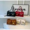 New Double Pocket Underarm Bag For Women Unique Design Retro Lock Buckle Single Shoulder Solid Color PU Crossbody Bag Trend