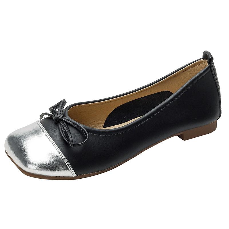 

Кожаные туфли-лодочки женские туфли головка в тон балетки бант квадратный носок овчина мягкая кожа мягкая подошва удобные бежевые бабушкины 35