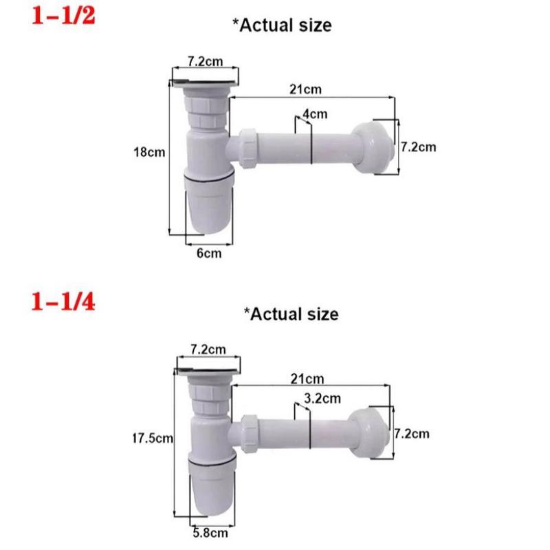 Kitchen Sink Pvc P-Trap Set For Lavatory Kitchen Sink Heavy Duty Anti-Clog Drain Trap
