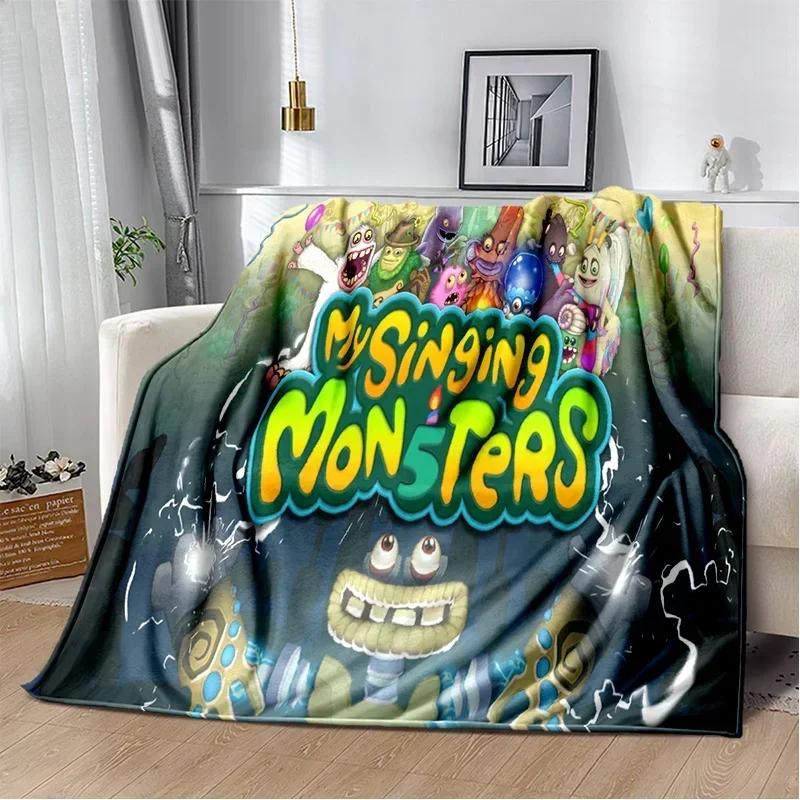 My Singing Monsters Videospiel-Cartoon-weiche Plüschdecke, Flanelldecke, Überwurfdecke für Wohnzimmer, Schlafzimmer, Bett, Sofa, Picknick