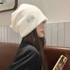Coldproof Fleece Wool Skullies Korean Style Warm Wool Cap Solid Color Letter Pullover Hats  Female