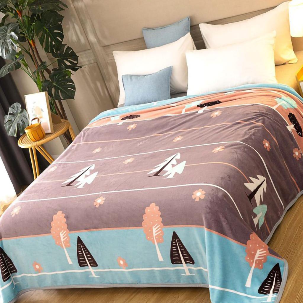 Throw Blanket Cartoon Pattern Thickened Air Conditioning Blanket for Home Bedroom Office Travel