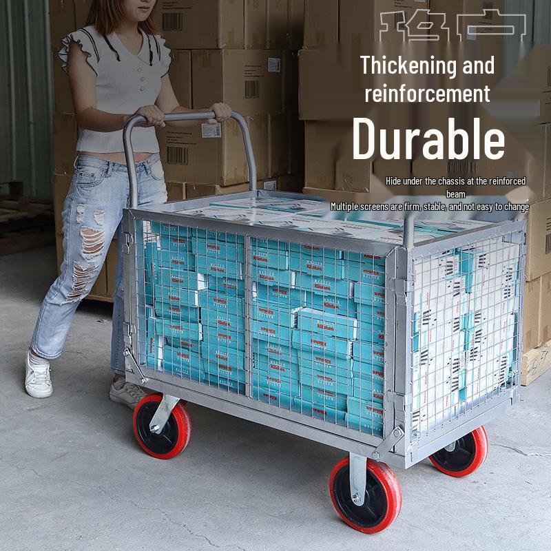 Compact Folding Hand Truck Storage Cart with Fence