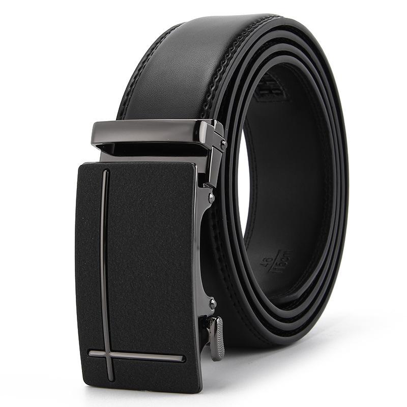 Frosted Automatic Buckle Edge Two-Layer Cowhide Belt, Business And Leisure Men'S Trendy Belt