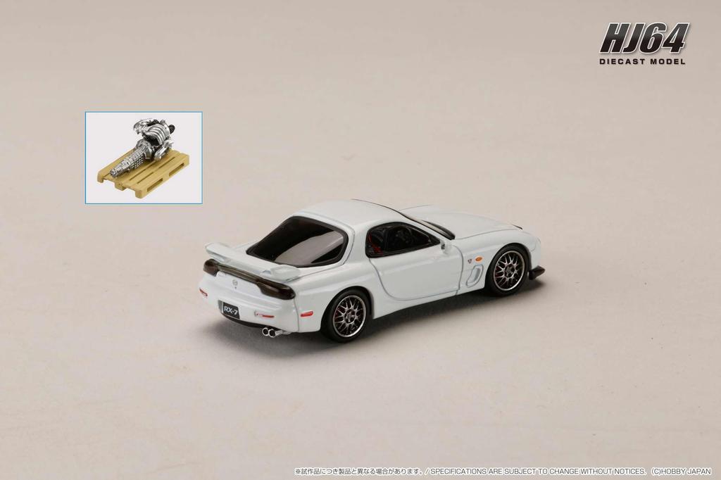 Mazda SPIRIT R TYPE A with Engine Display Pure White 1/64 RX-7 (FD3S) Model,