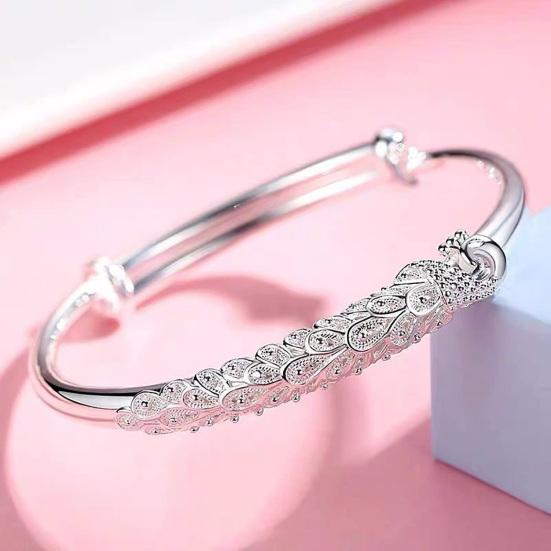 Women Bangle Copper Silver Color Curved Adjustable Smooth Polished Luster Wrist Jewelry Anniversary Birthday Gift Lightweight Bangle