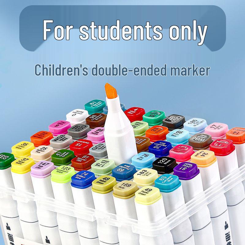 True Color Double-Ended Oil-Based Markers: Quick-Drying Anime Art Set with Hard Tips for Students