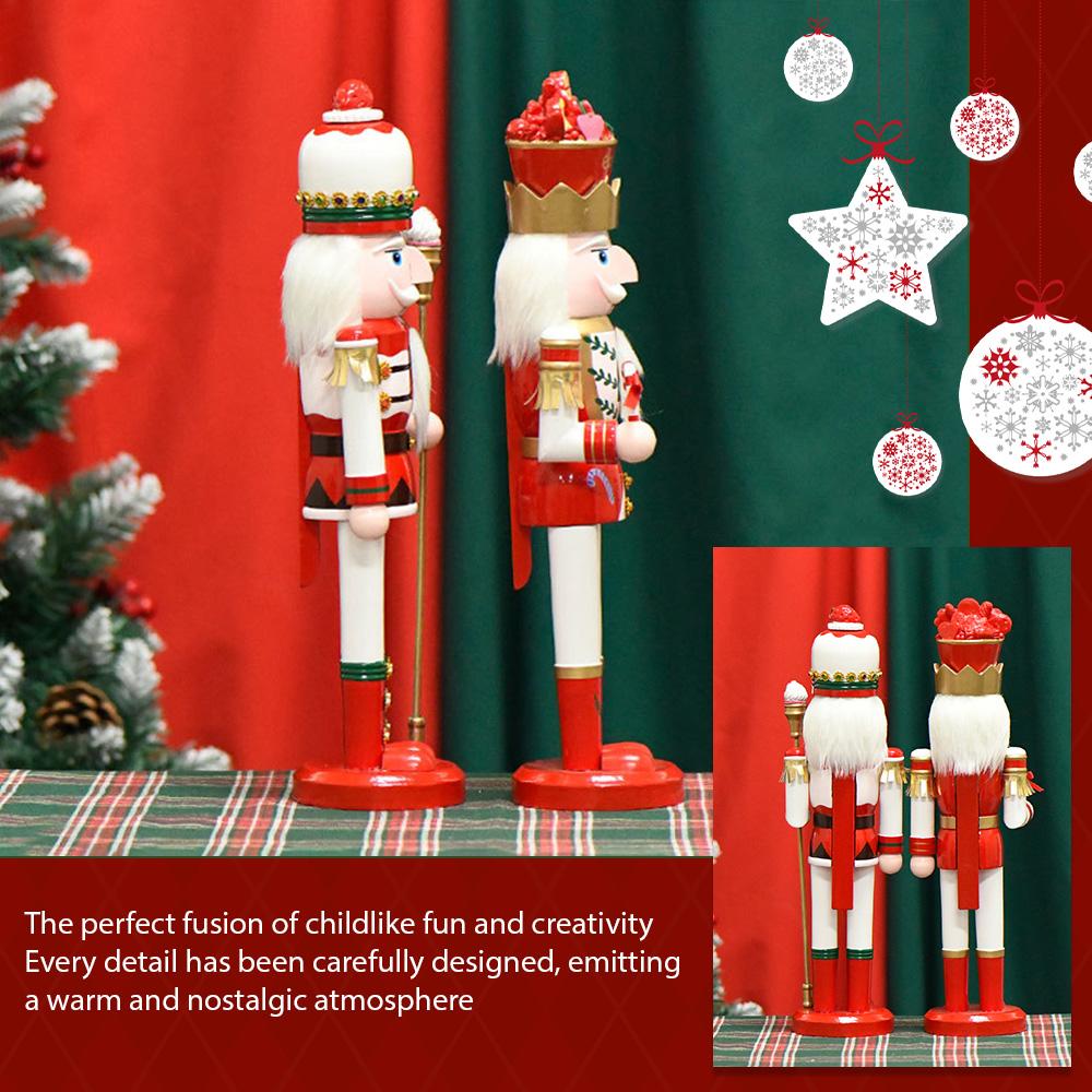 38CM Nutcracker Soldier Puppet Candy Series Wooden Nutcracker Statue Handicraft Doll Toy Christmas New Year Gift Home Decoration