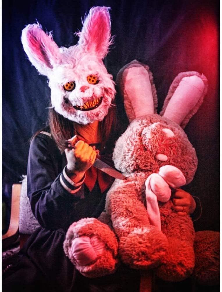 Mask Glowing Mask Halloween Mask Monster Rabbit Funny Kids Mask Realistic Party Event Scary Mask Costume Accessory Mask Tool Halloween Glowing Dance