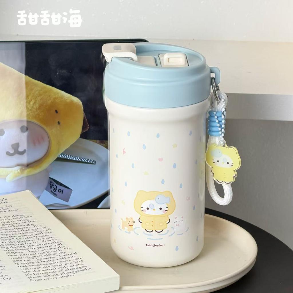 Student autumn and winter portable campus cup large-capacity anti-drop water cup high-value ins wind straw thermos cup