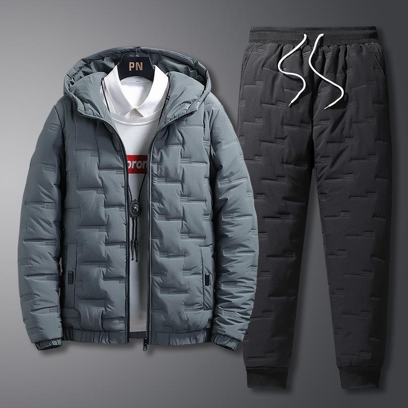 Men’s Thick Hooded Puffer Jacket and Pants Set