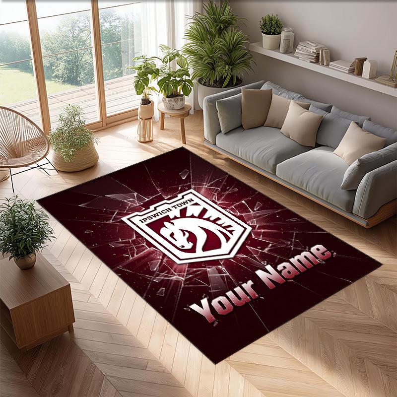 Ipswich Town Printed Crystal Velvet Rug Non‑Slip Crystal Velvet Carpet For Sofa Bedroom Indoor Home Decoration