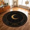 Black Spider Web Crescent Moon Floral Graphics Circle Rug,Living Room Sofa Chair,Entryway,Hallway Indoor Decor Washable Rug