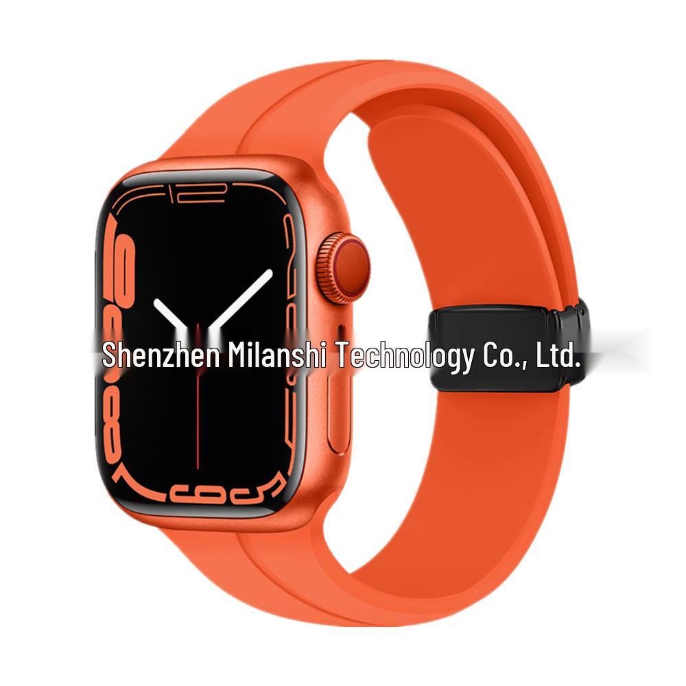 Magnetic Silicone Folding Buckle Band for Apple Watch & iWatch 6/7/8/9/10/SE/Ultra 2