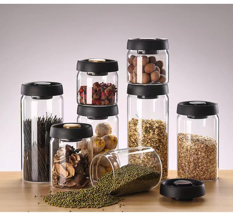 Vacuum-Sealed High Borosilicate Glass Jar for Coffee, Grains & Freshness Preservation