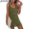 BITCED Women's Swimwear Cover-Up Summer Sleeveless Tank Top Sun Protection Knit Lace-Up Swimsuit Beach Dress