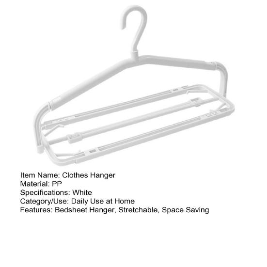 Telescopic Clothes Hanger Folding Durable Plastic Coat Hanger Non-Slip Widened Shoulder Support Clothes Stand Space-Saving Multi-Functional Drying