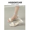 Augustine high-heeled sandals women's summer 2025 new thick-heeled French small fragrant simple fairy sandals tide