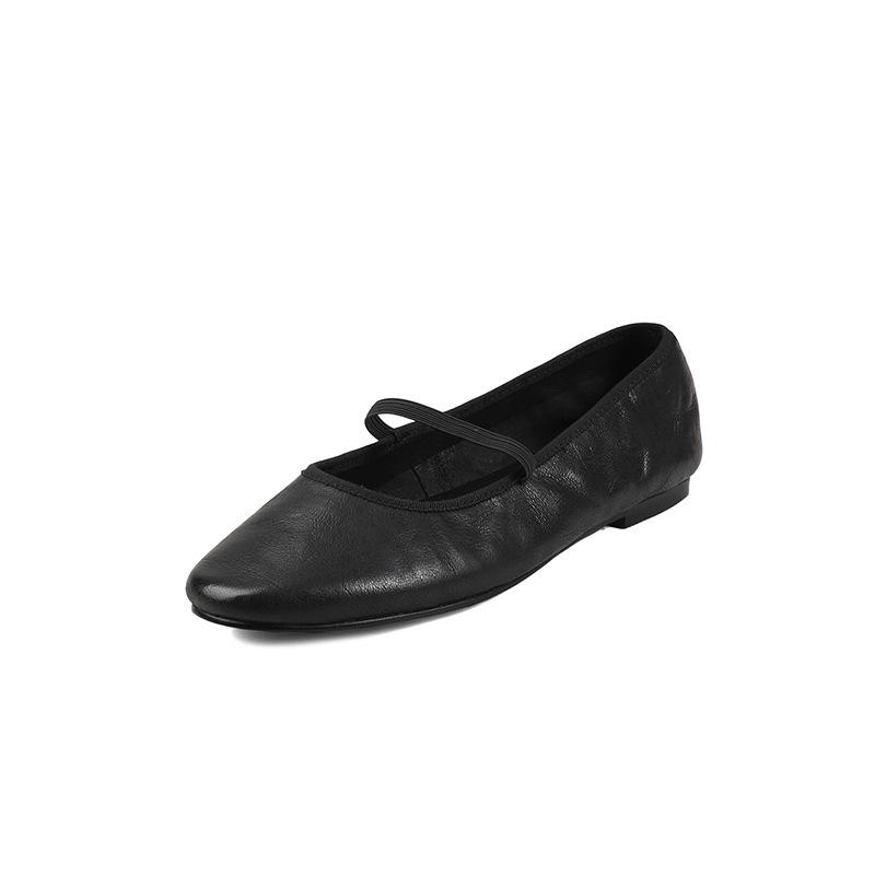 

Sheepskin version~ Soft shallow mouth elastic band flats Versatile casual commuting simple big head Mary Jane shoes single shoes 35 чорний