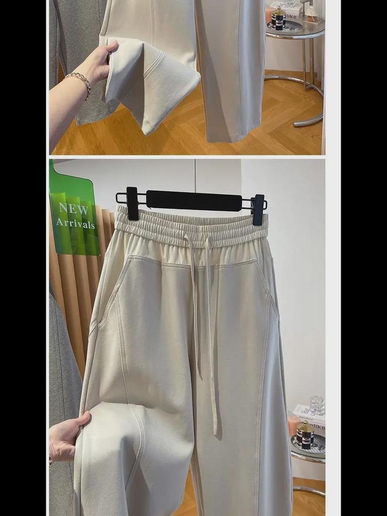 2024 Spring Women's High-Waisted Wide-Leg Color-Contrast Splicing Banana Pants