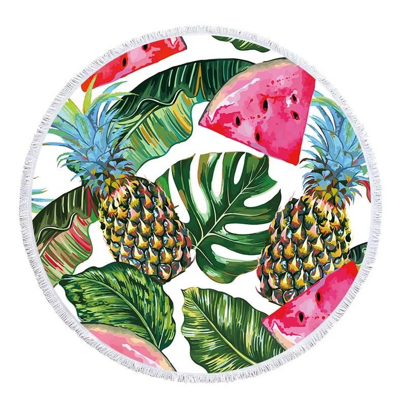 Boho Beach Towels Tropical Printed Large Round Beach Towel Microfiber Round Fabric Bath Towels For Living Room Home Decorative
