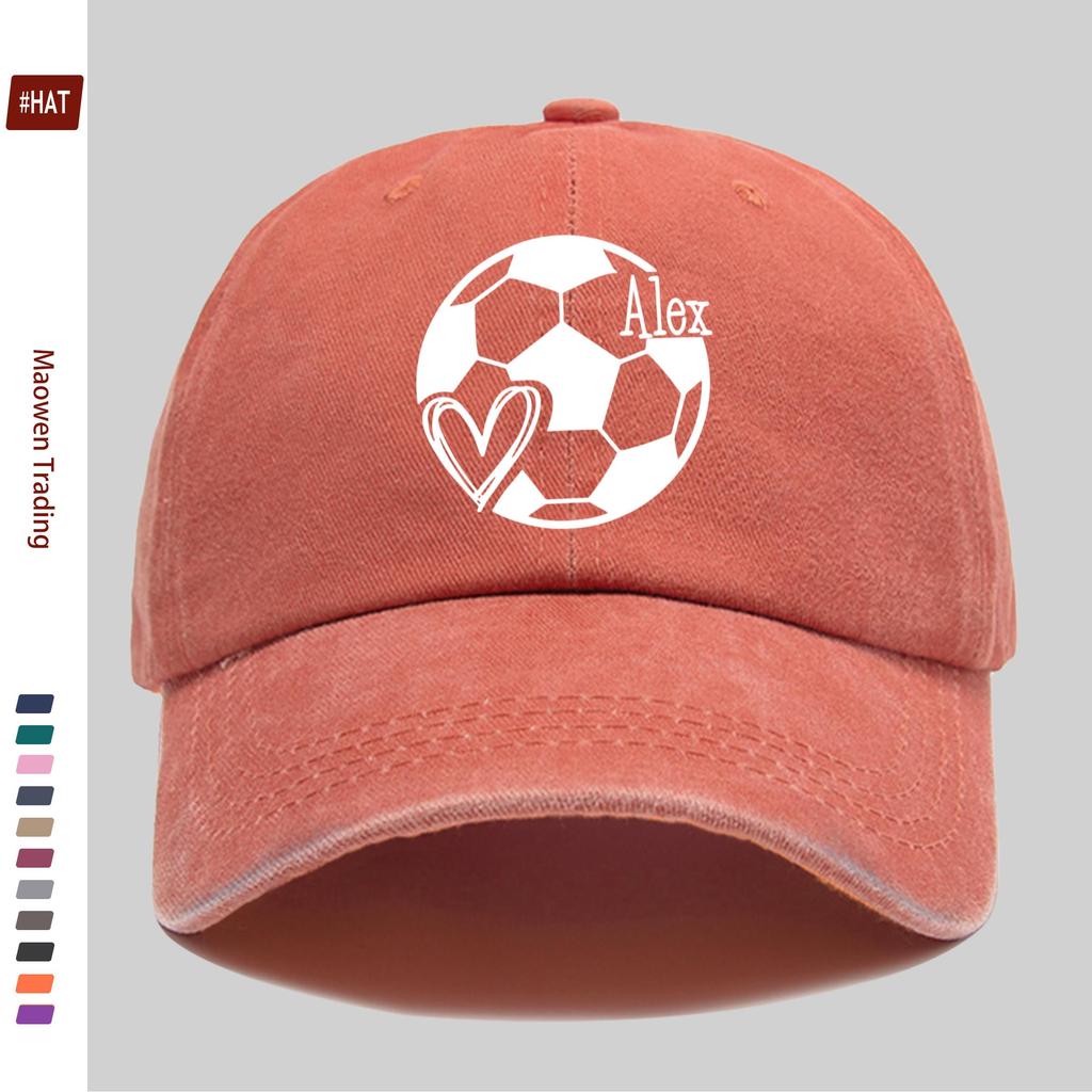 pc Soccer Lover Printed Baseball Cap Heart Soccer Print Trucker Sun Hat Comfortable and Lightweight Papa Hat Mom and Dad Bea