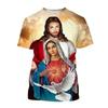Christian Mother Of God Virgin Mary Jesus Loves Casual Tee Tops Short Sleeve Women's Men Adult and Children's Clothing Tshirt