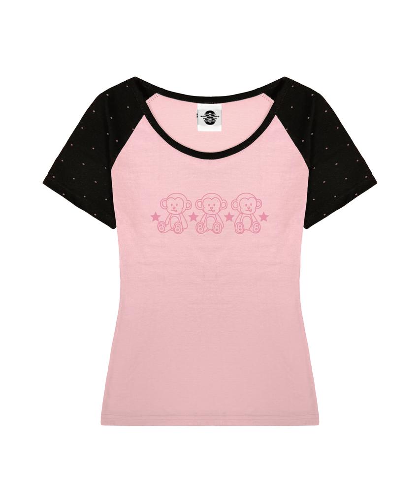 PRIMATE Trio U-Neck Polka Dot Raglan Slim Fit Short Sleeve T-Shirt 4 Colors