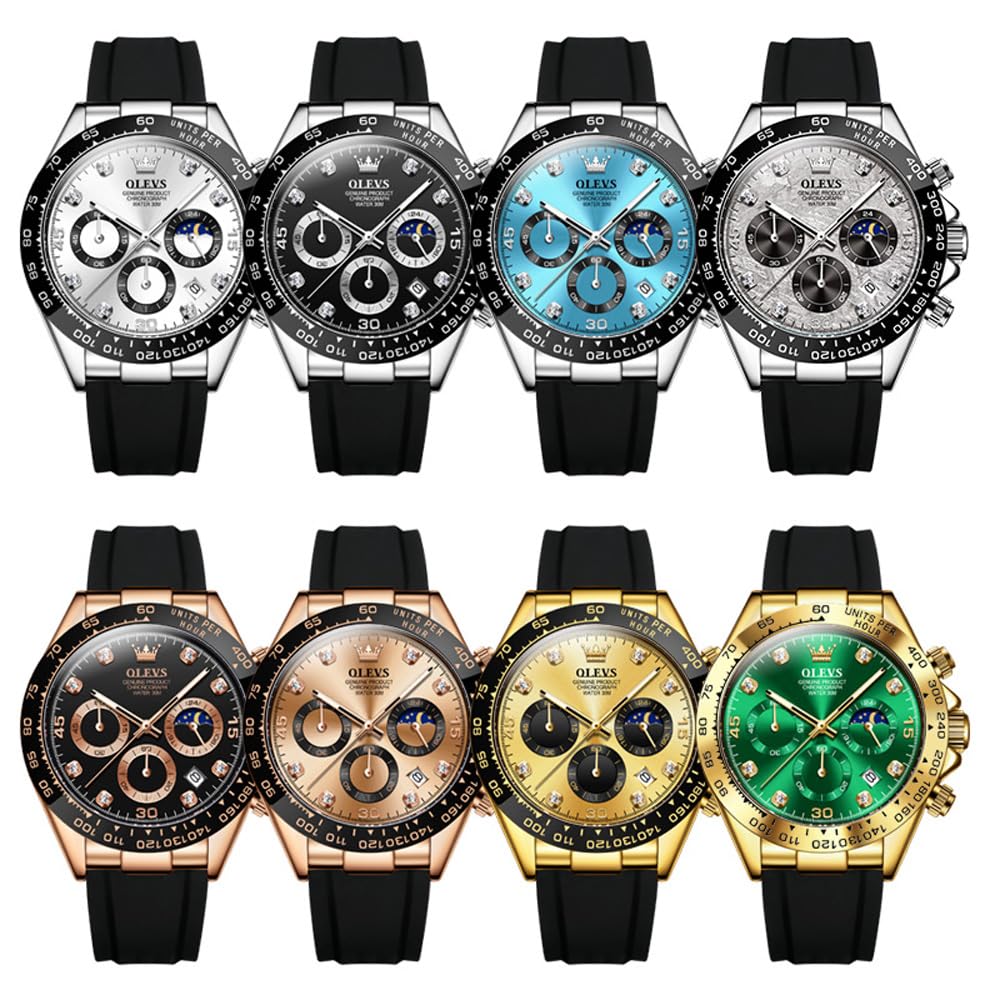 OLEVS Watch Stylish Popular Watch Fashion Japan Quartz Arm Watch Large Dial Outdoor Watch Date Green Arm Watch Waterproof Sports Business Gold Watch