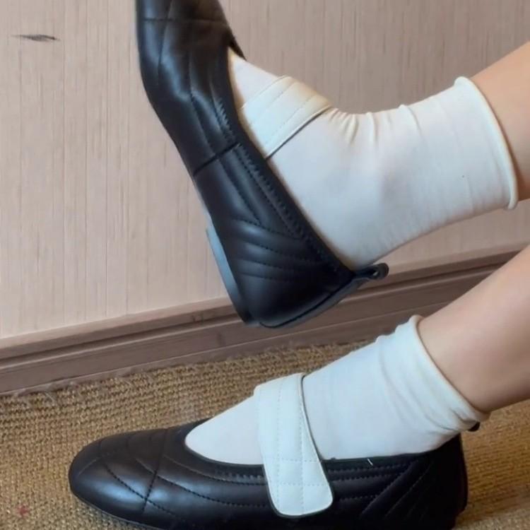 Sheepskin Version~ Retro Design Velcro Ballet Shoes 2025 New Color Matching Light Mouth Casual Commuting Shoes