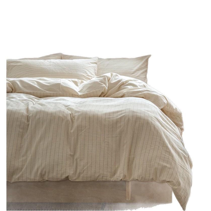 Meiji Nishikawa Minimalistische Streep Katoen Linnen 4-delige Bedset met YKK Rits