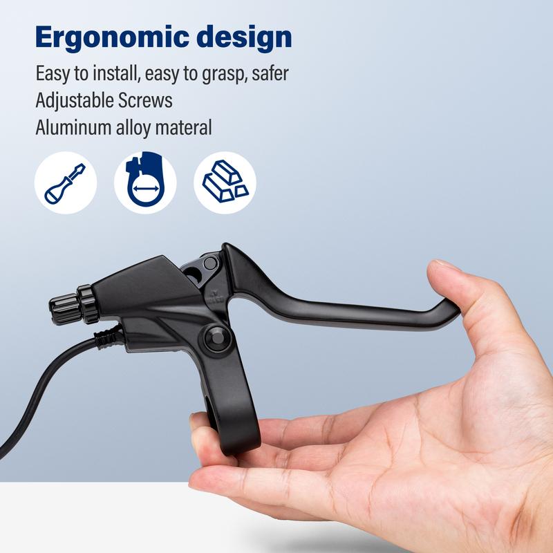 2 Pin Brake Levers for Electric Bicycle Brake Lever Handle Bar Grips 2 Wires Left & Right E-Bike Replacement Parts