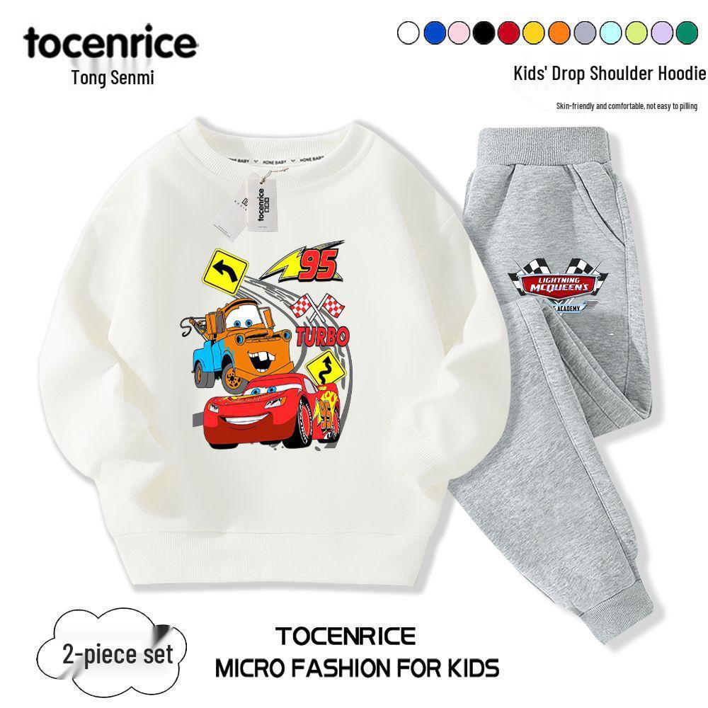 2024 Lightning McQueen Boys' Fall Hoodie Set – Cool & Stylish Children's Clothing for Spring & Autumn