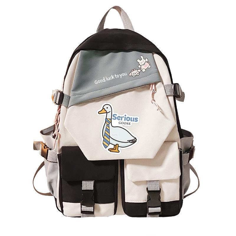 Goose Personalized Printing Korean Version Of Student Schoolbag Campus Color Matching Versatile Casual Backpack Trend