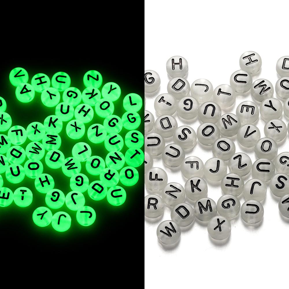 100 Stück/Beutel 7mm Acryl Buchstabenperlen Alphabet Rund Flach Lose Perlen Handgefertigt Für DIY Armband Schmuckherstellung Zubehör