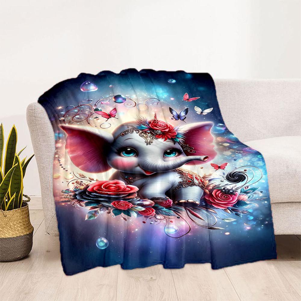Colorful Elephant Garden Blanket Suitable for Offices, Travel, Living Rooms Also a Good Gift for Friends and Family Suitable for All Seasons.