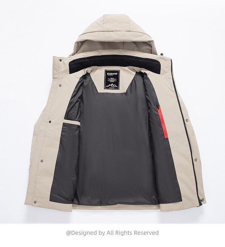 Men's Winter Hooded Down Jacket - Middle-aged Thick Warmth, Windproof, Stand Collar, Fashionable Cold-Weather Coat