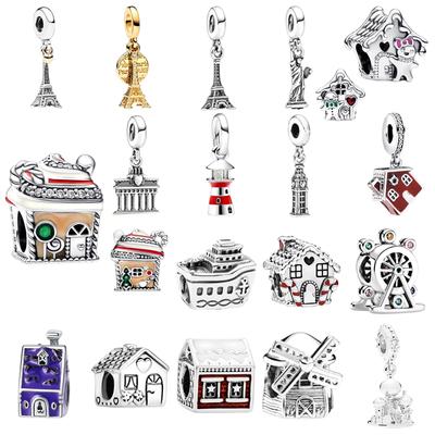 Mărgele Charm Noi DIY Argint 925 Seria de Construcții Turn Eiffel Roată Ferris Far Castel pentru Crearea Bijuteriilor Originale