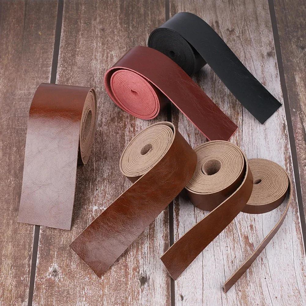 DIY Vintage Microfiber Cattlehide Leather Strip Handmade Craft Clothing Bag 2M Glossy Leather Straps Supplies Making Accessories