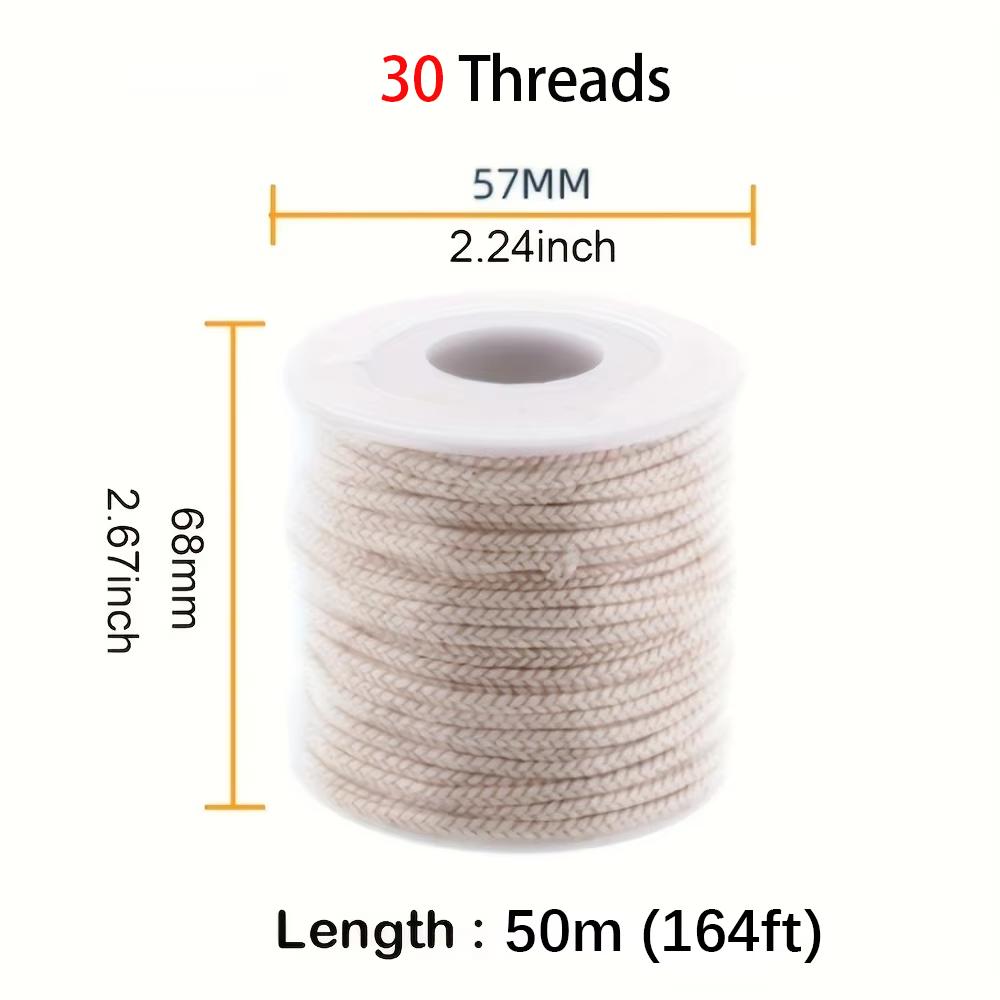 50m&61m Cotton Candle Wick 21-45 Thread Low Smoke ECO-friendly Wicks DIY Making Tool Whole Roll Roller Degrease Candles Wick