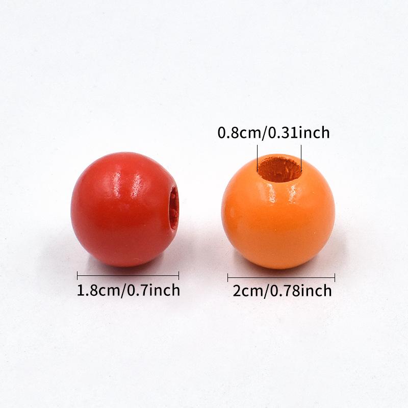 20pcs 20mm Colorful Round Wooden Beads for Craft Natual Painted Wood Spacer Loose Beads for Home Party Festival Decoration