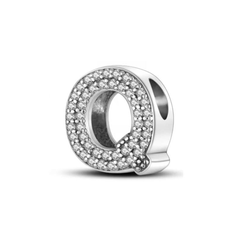 copper letter inlaid zircon 26 letter bead pendant suitable for original bracelets Do It Yourself jewelry High Quality