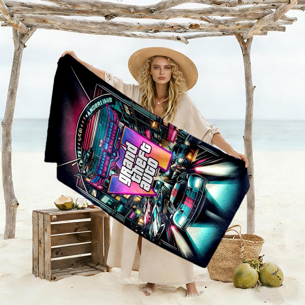 Gta Customize Your Name Beach Towel Soft Durable Quick-Dry Perfect for Traveling Yoga Camping and Swimming